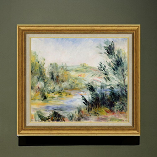 【油絵 直筆仕上げ】ルノワール 川岸にて、ボートを漕ぐ F10 【アップグレード額】 絵画 販売 10号 油彩 風景画 681×607mm 複製画 送料無料 プレゼント ギフト 開店祝い 開業祝い 退職祝い 新築祝い リビング 玄関 モダン アートフレーム 壁掛け