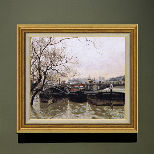 【油絵 直筆仕上げ】フリット・タヴロー Flooding by the Seine F10 【アップグレード額】 絵画 販売 10号 油彩 風景画 681×607mm 複製画 送料無料 プレゼント ギフト 開店祝い 開業祝い 退職祝い 新築祝い リビング 玄関 モダン アートフレーム 壁掛け