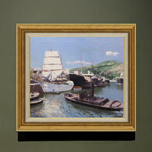 【油絵 直筆仕上げ】アバデス Port of Bilbao F10 【アップグレード額】 絵画 販売 10号 油彩 風景画 681×607mm 複製画 送料無料 プレゼント ギフト 開店祝い 開業祝い 退職祝い 新築祝い リビング 玄関 モダン アートフレーム 壁掛け
