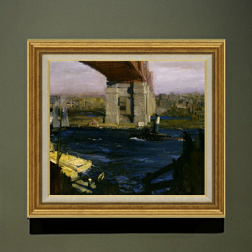 【油絵 直筆仕上げ】ジョージ・ベローズ Bridge, Blackwell’s Island F10 【アップグレード額】 絵画 販売 10号 油彩 風景画 681×607mm 複製画 送料無料 プレゼント ギフト 開店祝い 開業祝い 退職祝い 新築祝い リビング 玄関 モダン アートフレーム 壁掛け