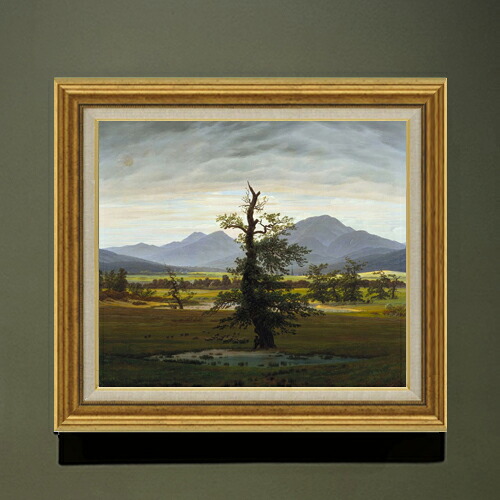 【油絵 直筆仕上げ】フリードリヒ Solitary Tree F10 【アップグレード額】 絵画 販売 10号 油彩 風景画 681×607mm 複製画 送料無料 プレゼント ギフト 開店祝い 開業祝い 退職祝い 新築祝い リビング 玄関 モダン アートフレーム 壁掛け
