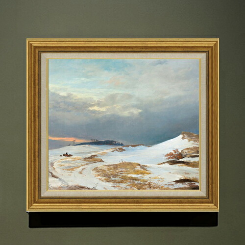 【油絵 直筆仕上げ】ルンドビー Winter Landscape F10 【アップグレード額】 絵画 販売 10号 油彩 風景画 681×607mm 複製画 送料無料 プレゼント ギフト 開店祝い 開業祝い 退職祝い 新築祝い リビング 玄関 モダン アートフレーム 壁掛け