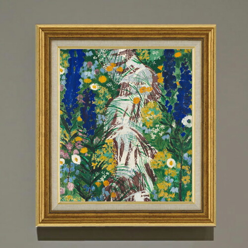 【油絵 直筆仕上げ】ババーガー 小川沿いの花 F10 【アップグレード額】 絵画 販売 10号 油彩 抽象画 681×607mm 複製画 送料無料 プレゼント ギフト 開店祝い 開業祝い 退職祝い 新築祝い リビング 玄関 モダン アートフレーム 壁掛け
