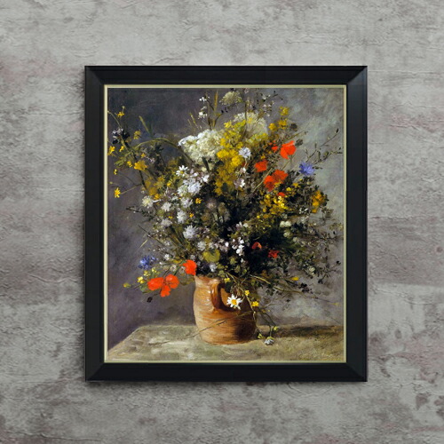 【油絵 直筆仕上げ】ルノワール Flowers in a Vase F10 【シンプルフレーム】 絵画 販売 10号 油彩 静物画 560×485mm 複製画 送料無料 プレゼント ギフト 開店祝い 開業祝い 退職祝い 新築祝い リビング 玄関 モダン アートフレーム 壁掛け