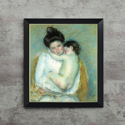 【油絵 直筆仕上げ】メアリーカサット 母と子 F10 【シンプルフレーム】 絵画 販売 10号 油彩 人物画 560&times;485mm 複製画 送料無料 プレゼント ギフト 開店祝い 開業祝い 退職祝い 新築祝い リビング 玄関 モダン アートフレーム 壁掛け｜絵画販売アートレスト