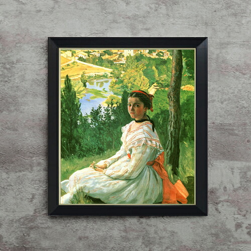 【油絵 直筆仕上げ】フレデリック・バジール 村の眺め F10 【シンプルフレーム】 絵画 販売 10号 油彩 人物画 560×485mm 複製画 送料無料 プレゼント ギフト 開店祝い 開業祝い 退職祝い 新築祝い リビング 玄関 モダン アートフレーム 壁掛け