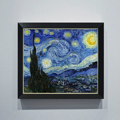 楽天市場】【油絵 直筆仕上げ】ゴッホ 星月夜 F8 【シンプルフレーム
