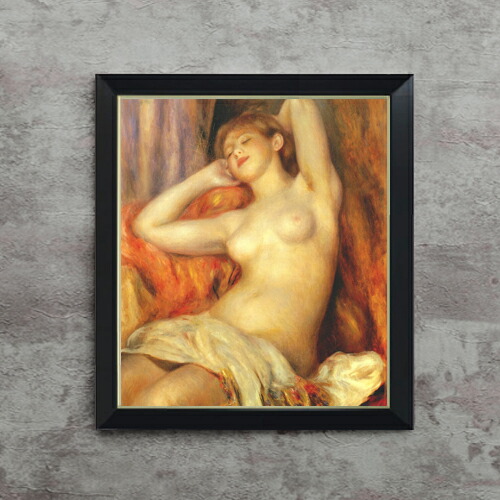 【油絵 直筆仕上げ】ルノワール 眠る女 F10 【シンプルフレーム】 絵画 販売 10号 油彩 人物画 560×485mm 複製画 送料無料 プレゼント ギフト 開店祝い 開業祝い 退職祝い 新築祝い リビング 玄関 モダン アートフレーム 壁掛け