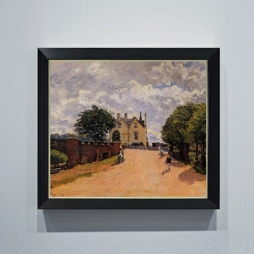【油絵 直筆仕上げ】シスレー Inn at East Molesey F10 【シンプルフレーム】 絵画 販売 10号 油彩 風景画 560×485mm 複製画 送料無料 プレゼント ギフト 開店祝い 開業祝い 退職祝い 新築祝い リビング 玄関 モダン アートフレーム 壁掛け