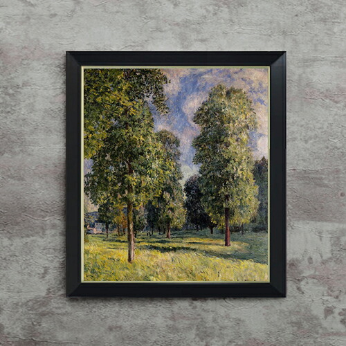 【油絵 直筆仕上げ】シスレー セーヴルの風景 F10 【シンプルフレーム】 絵画 販売 10号 油彩 風景画 560×485mm 複製画 送料無料 プレゼント ギフト 開店祝い 開業祝い 退職祝い 新築祝い リビング 玄関 モダン アートフレーム 壁掛け|絵画販売アートレスト