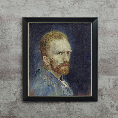 【油絵 直筆仕上げ】ゴッホ 自画像 F10 【シンプルフレーム】 絵画 販売 10号 油彩 人物画 560×485mm 複製画 送料無料 プレゼント ギフト 開店祝い 開業祝い 退職祝い 新築祝い リビング 玄関 モダン アートフレーム 壁掛け|絵画販売アートレスト