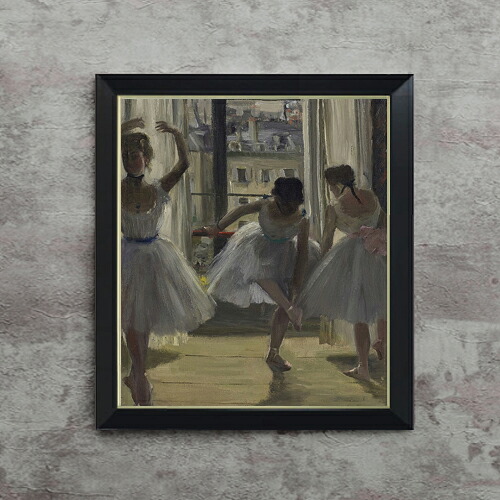 【油絵 直筆仕上げ】ドガ 三人の踊り子 F10 【シンプルフレーム】 絵画 販売 10号 油彩 風景画 560×485mm 複製画 送料無料 プレゼント ギフト 開店祝い 開業祝い 退職祝い 新築祝い リビング 玄関 モダン アートフレーム 壁掛け|絵画販売アートレスト