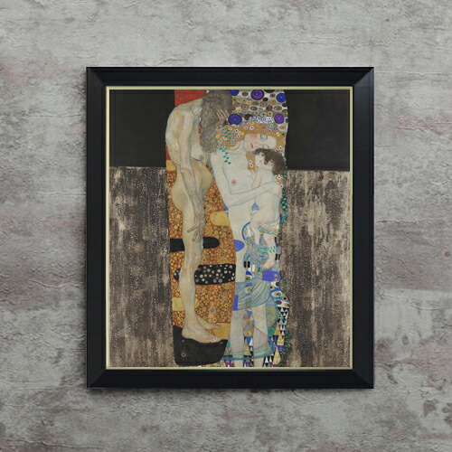【油絵 直筆仕上げ】クリムト Le tre et F10 【シンプルフレーム】 絵画 販売 10号 油彩 抽象画 560×485mm 複製画 送料無料 プレゼント ギフト 開店祝い 開業祝い 退職祝い 新築祝い リビング 玄関 モダン アートフレーム 壁掛け