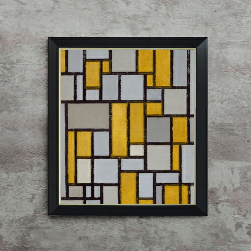 【油絵 直筆仕上げ】ピート・モンドリアン Composition with Grid #1 F10 【シンプルフレーム】 絵画 販売 10号 油彩 抽象画 560&times;485mm 複製画 送料無料 プレゼント ギフト 開店祝い 開業祝い 退職祝い 新築祝い リビング 玄関 モダン アートフレーム 壁掛け｜絵画販売アートレスト 30,875円