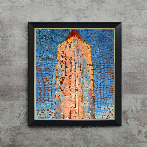 【油絵 直筆仕上げ】ピート・モンドリアン Lighthouse in Westkapelle F10 【シンプルフレーム】 絵画 販売 10号 油彩 抽象画 560×485mm 複製画 送料無料 プレゼント ギフト 開店祝い 開業祝い 退職祝い 新築祝い リビング 玄関 モダン アートフレーム 壁掛け|絵画販売アートレスト