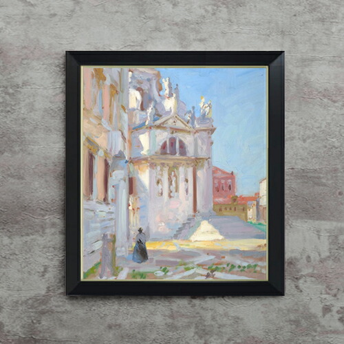 【油絵 直筆仕上げ】フランシス・カデル Santa Maria della Salute, Venice F10 【シンプルフレーム】 絵画 販売 10号 油彩 抽象画 560×485mm 複製画 送料無料 プレゼント ギフト 開店祝い 開業祝い 退職祝い 新築祝い リビング 玄関 モダン アートフレーム 壁掛け|絵画販売アートレスト