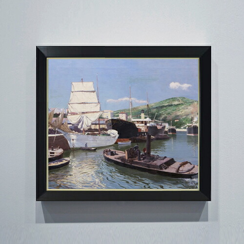 【油絵 直筆仕上げ】アバデス Port of Bilbao F10 【シンプルフレーム】 絵画 販売 10号 油彩 風景画 560×485mm 複製画 送料無料 プレゼント ギフト 開店祝い 開業祝い 退職祝い 新築祝い リビング 玄関 モダン アートフレーム 壁掛け|絵画販売アートレスト