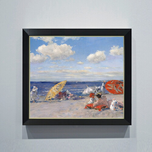【油絵 直筆仕上げ】チェイス At the Seaside F10 【シンプルフレーム】 絵画 販売 10号 油彩 風景画 560&times;485mm 複製画 送料無料 プレゼント ギフト 開店祝い 開業祝い 退職祝い 新築祝い リビング 玄関 モダン アートフレーム 壁掛け｜絵画販売アートレスト 30,875円