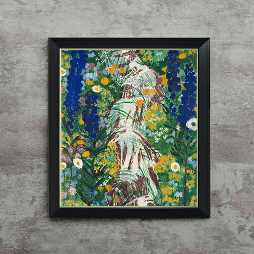 【油絵 直筆仕上げ】ババーガー 小川沿いの花 F10 【シンプルフレーム】 絵画 販売 10号 油彩 抽象画 560&times;485mm 複製画 送料無料 プレゼント ギフト 開店祝い 開業祝い 退職祝い 新築祝い リビング 玄関 モダン アートフレーム 壁掛け｜絵画販売アートレスト