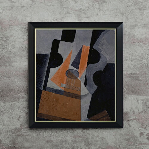 【油絵 直筆仕上げ】フアン・グリス ギター F10 【シンプルフレーム】 絵画 販売 10号 油彩 抽象画 560×485mm 複製画 送料無料 プレゼント ギフト 開店祝い 開業祝い 退職祝い 新築祝い リビング 玄関 モダン アートフレーム 壁掛け|絵画販売アートレスト