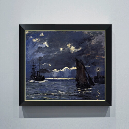 楽天市場】【油絵 直筆仕上げ】クロード・モネ 海景、月明かりに照ら