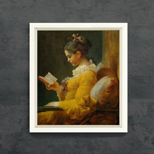 【油絵 直筆仕上げ】フラゴナール 読書する女 F10 【シンプルフレーム】 絵画 販売 10号 油彩 人物画 560×485mm 複製画 送料無料 プレゼント ギフト 開店祝い 開業祝い 退職祝い 新築祝い リビング 玄関 モダン アートフレーム 壁掛け