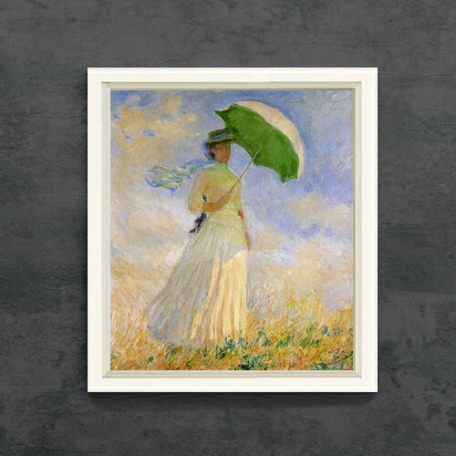 【油絵 直筆仕上げ】クロード・モネ 日傘を差す女 F10 【シンプルフレーム】 絵画 販売 10号 油彩 人物画 560×485mm 複製画 送料無料 プレゼント ギフト 開店祝い 開業祝い 退職祝い 新築祝い リビング 玄関 モダン アートフレーム 壁掛け