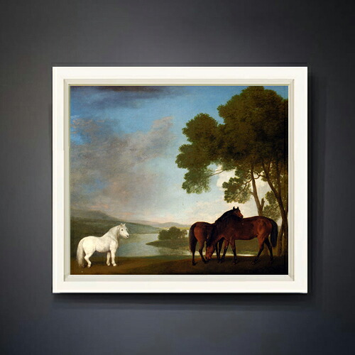 【油絵 直筆仕上げ】スタップス Two Bay Mares And A Grey Pony F10 【シンプルフレーム】 絵画 販売 10号 油彩 風景画 560×485mm 複製画 送料無料 プレゼント ギフト 開店祝い 開業祝い 退職祝い 新築祝い リビング 玄関 モダン アートフレーム 壁掛け 30,875円