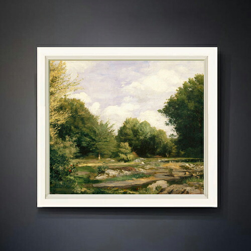 【油絵 直筆仕上げ】ルノワール A Clearing in the Woods F10 【シンプルフレーム】 絵画 販売 10号 油彩 風景画 560&times;485mm 複製画 送料無料 プレゼント ギフト 開店祝い 開業祝い 退職祝い 新築祝い リビング 玄関 モダン アートフレーム 壁掛け｜絵画販売アートレスト