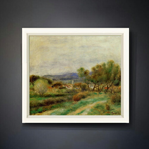 【油絵 直筆仕上げ】ルノワール View of La Sayne F10 【シンプルフレーム】 絵画 販売 10号 油彩 風景画 560×485mm 複製画 送料無料 プレゼント ギフト 開店祝い 開業祝い 退職祝い 新築祝い リビング 玄関 モダン アートフレーム 壁掛け