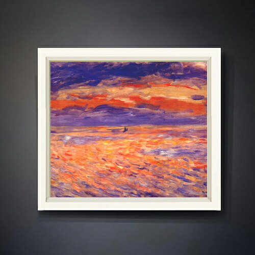 【油絵 直筆仕上げ】ルノワール 海の夕日 F10 【シンプルフレーム】 絵画 販売 10号 油彩 風景画 560×485mm 複製画 送料無料 プレゼント ギフト 開店祝い 開業祝い 退職祝い 新築祝い リビング 玄関 モダン アートフレーム 壁掛け 30,875円