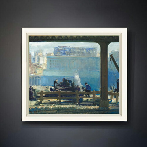 【油絵 直筆仕上げ】ジョージ・ベローズ Blue Morning F10 【シンプルフレーム】 絵画 販売 10号 油彩 風景画 560×485mm 複製画 送料無料 プレゼント ギフト 開店祝い 開業祝い 退職祝い 新築祝い リビング 玄関 モダン アートフレーム 壁掛け|絵画販売アートレスト