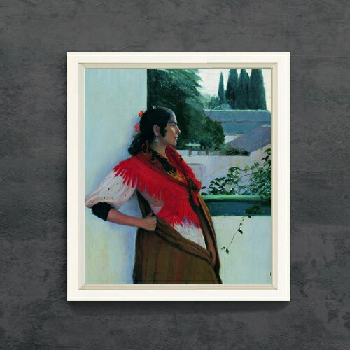 【油絵 直筆仕上げ】ルシニョール Granada's girl F10 【シンプルフレーム】 絵画 販売 10号 油彩 人物画 560×485mm 複製画 送料無料 プレゼント ギフト 開店祝い 開業祝い 退職祝い 新築祝い リビング 玄関 モダン アートフレーム 壁掛け