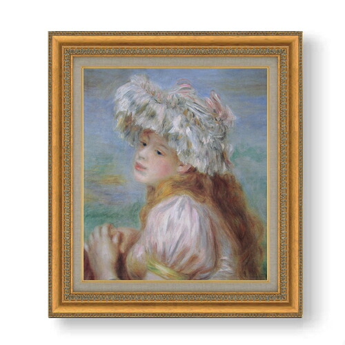 【油絵 直筆仕上げ】ルノワール レースの帽子の少女 F10 【額入り】 絵画 販売 10号 油彩 人物画 677×603mm 複製画 送料無料 プレゼント ギフト 開店祝い 開業祝い 退職祝い 新築祝い リビング 玄関 モダン アートフレーム 壁掛け|絵画販売アートレスト