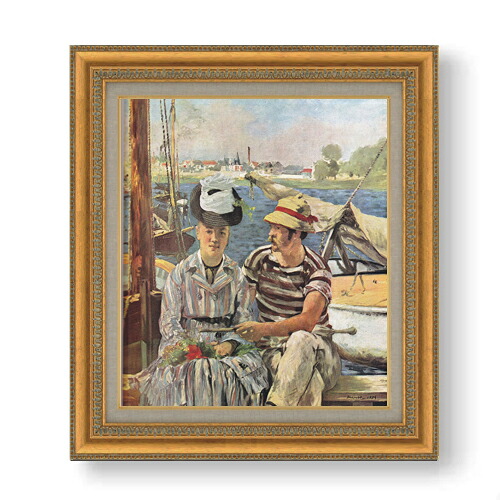 【油絵 直筆仕上げ】マネ アルジャントゥーユ F10 【額入り】 絵画 販売 10号 油彩 風景画 677×603mm 複製画 送料無料 プレゼント ギフト 開店祝い 開業祝い 退職祝い 新築祝い リビング 玄関 モダン アートフレーム 壁掛け|絵画販売アートレスト