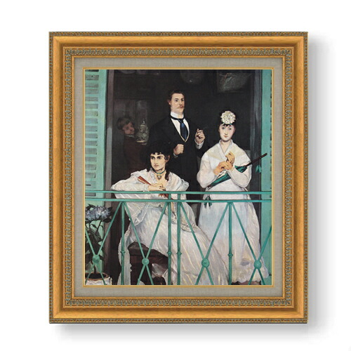 【油絵 直筆仕上げ】マネ バルコニー F10 【額入り】 絵画 販売 10号 油彩 人物画 677×603mm 複製画 送料無料 プレゼント ギフト 開店祝い 開業祝い 退職祝い 新築祝い リビング 玄関 モダン アートフレーム 壁掛け|絵画販売アートレスト
