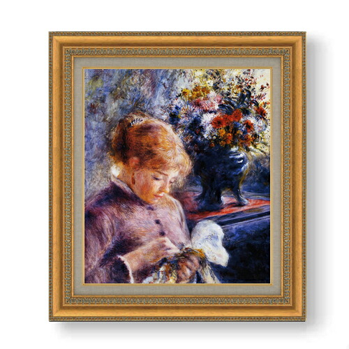 【油絵 直筆仕上げ】ルノワール 身支度する少女 F10 【額入り】 絵画 販売 10号 油彩 人物画 677&times;603mm 複製画 送料無料 プレゼント ギフト 開店祝い 開業祝い 退職祝い 新築祝い リビング 玄関 モダン アートフレーム 壁掛け｜絵画販売アートレスト