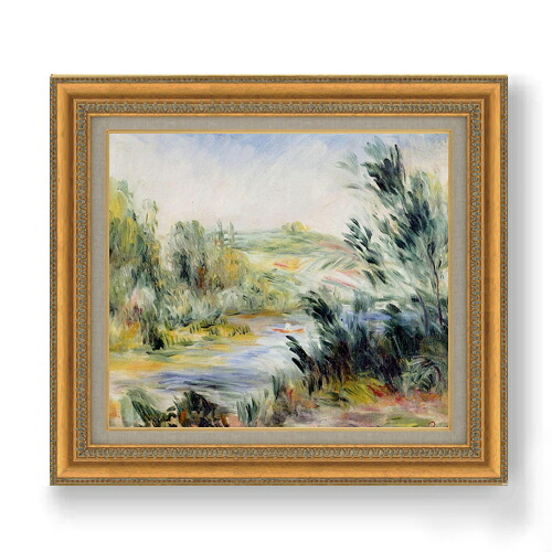【油絵 直筆仕上げ】ルノワール 川岸にて、ボートを漕ぐ F10 【額入り】 絵画 販売 10号 油彩 風景画 677&times;603mm 複製画 送料無料 プレゼント ギフト 開店祝い 開業祝い 退職祝い 新築祝い リビング 玄関 モダン アートフレーム 壁掛け｜絵画販売アートレスト