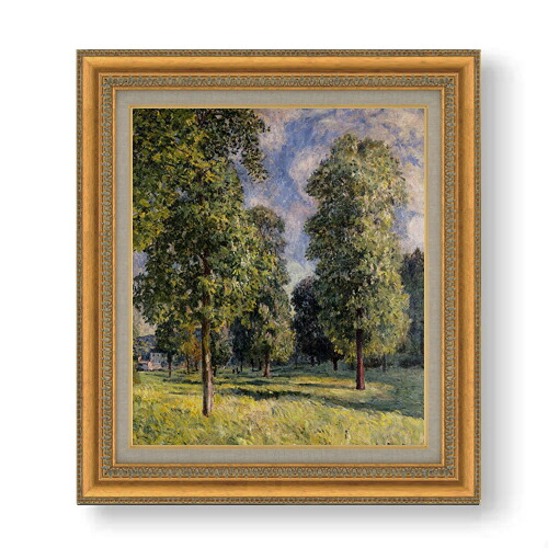 【油絵 直筆仕上げ】シスレー セーヴルの風景 F10 【額入り】 絵画 販売 10号 油彩 風景画 677&times;603mm 複製画 送料無料 プレゼント ギフト 開店祝い 開業祝い 退職祝い 新築祝い リビング 玄関 モダン アートフレーム 壁掛け｜絵画販売アートレスト