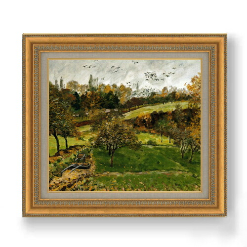 【油絵 直筆仕上げ】シスレー ルーヴシエンヌ、秋の風景 F10 【額入り】 絵画 販売 10号 油彩 風景画 677&times;603mm 複製画 送料無料 プレゼント ギフト 開店祝い 開業祝い 退職祝い 新築祝い リビング 玄関 モダン アートフレーム 壁掛け｜絵画販売アートレスト 30,875円
