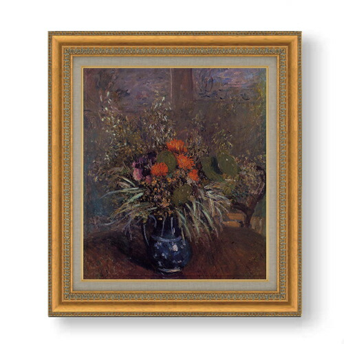 【油絵 直筆仕上げ】シスレー 花と花瓶 F10 【額入り】 絵画 販売 10号 油彩 静物画 677&times;603mm 複製画 送料無料 プレゼント ギフト 開店祝い 開業祝い 退職祝い 新築祝い リビング 玄関 モダン アートフレーム 壁掛け｜絵画販売アートレスト