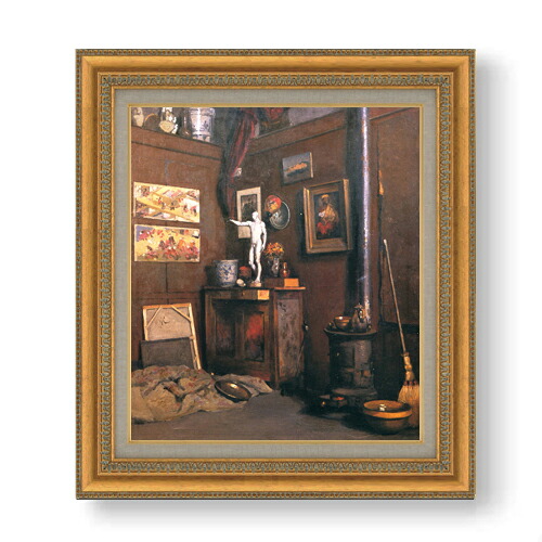 【油絵 直筆仕上げ】カイユボット アトリエのインテリア F10 【額入り】 絵画 販売 10号 油彩 風景画 677×603mm 複製画 送料無料 プレゼント ギフト 開店祝い 開業祝い 退職祝い 新築祝い リビング 玄関 モダン アートフレーム 壁掛け|絵画販売アートレスト