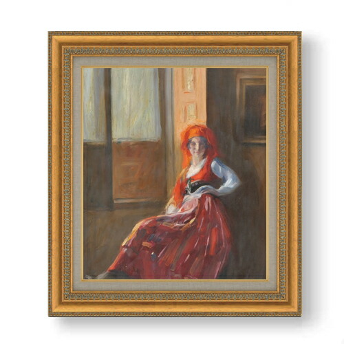 【油絵 直筆仕上げ】カルネイロ Young Lady from Minho F10 【額入り】 絵画 販売 10号 油彩 人物画 677×603mm 複製画 送料無料 プレゼント ギフト 開店祝い 開業祝い 退職祝い 新築祝い リビング 玄関 モダン アートフレーム 壁掛け