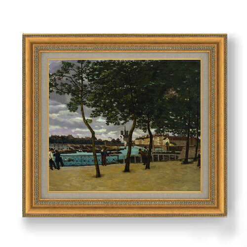 【油絵 直筆仕上げ】ギヨマン View of the Seine, Paris F10 【額入り】 絵画 販売 10号 油彩 風景画 677×603mm 複製画 送料無料 プレゼント ギフト 開店祝い 開業祝い 退職祝い 新築祝い リビング 玄関 モダン アートフレーム 壁掛け