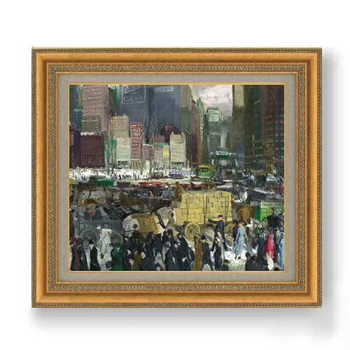 【油絵 直筆仕上げ】ジョージ・ベローズ New York F10 【額入り】 絵画 販売 10号 油彩 抽象画 677×603mm 複製画 送料無料 プレゼント ギフト 開店祝い 開業祝い 退職祝い 新築祝い リビング 玄関 モダン アートフレーム 壁掛け|絵画販売アートレスト