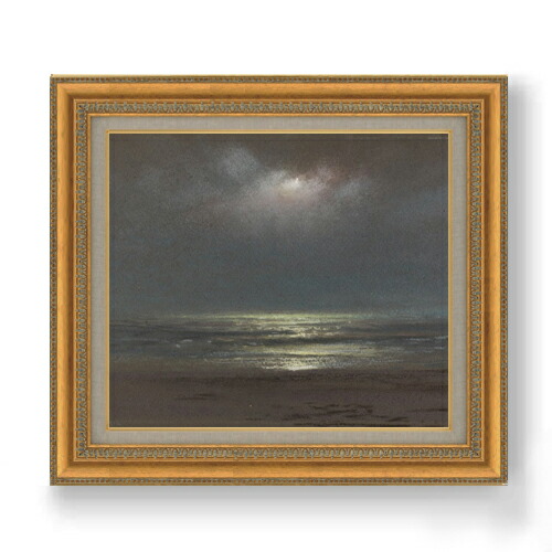 【油絵 直筆仕上げ】トライオン Night The Sea F10 【額入り】 絵画 販売 10号 油彩 風景画 677×603mm 複製画 送料無料 プレゼント ギフト 開店祝い 開業祝い 退職祝い 新築祝い リビング 玄関 モダン アートフレーム 壁掛け