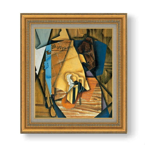 【油絵 直筆仕上げ】フアン・グリス A Man in a Caf F10 【額入り】 絵画 販売 10号 油彩 抽象画 677&times;603mm 複製画 送料無料 プレゼント ギフト 開店祝い 開業祝い 退職祝い 新築祝い リビング 玄関 モダン アートフレーム 壁掛け｜絵画販売アートレスト 30,875円
