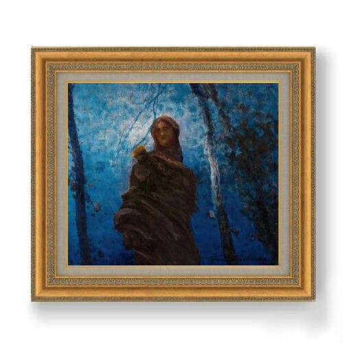 【油絵 直筆仕上げ】ヴァンキエ 月夜 F10 【額入り】 絵画 販売 10号 油彩 抽象画 677&times;603mm 複製画 送料無料 プレゼント ギフト 開店祝い 開業祝い 退職祝い 新築祝い リビング 玄関 モダン アートフレーム 壁掛け｜絵画販売アートレスト