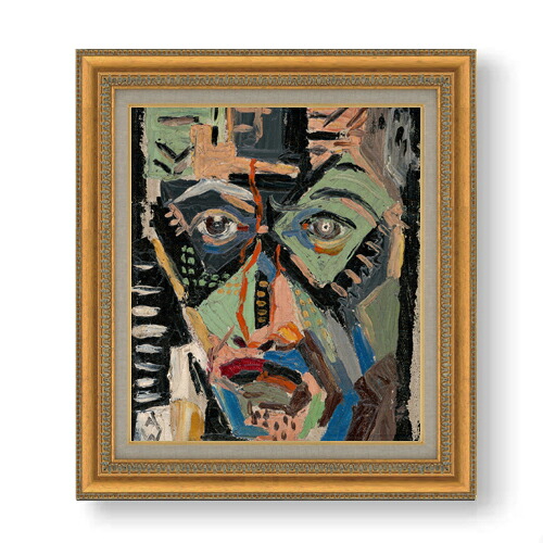 【油絵 直筆仕上げ】クビンチャン 男の顔 F10 【額入り】 絵画 販売 10号 油彩 抽象画 677×603mm 複製画 送料無料 プレゼント ギフト 開店祝い 開業祝い 退職祝い 新築祝い リビング 玄関 モダン アートフレーム 壁掛け|絵画販売アートレスト