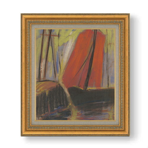 【油絵 直筆仕上げ】パルジャイ 赤いヨット F10 【額入り】 絵画 販売 10号 油彩 抽象画 677×603mm 複製画 送料無料 プレゼント ギフト 開店祝い 開業祝い 退職祝い 新築祝い リビング 玄関 モダン アートフレーム 壁掛け|絵画販売アートレスト